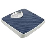 HOLIDYOYO Mechanische Körperwaage mit Rutschfester Pu matte Leicht Ablesbare Analoguhr Kompakte Badezimmerwaage für Präzise Gewichtsmessung zu Hause Blaue Oberfläche Langlebig und