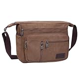 BOMKEE Umhängetasche Herren, Messenger Bag Groß Leinwand Schultertasche Shoulder Tasche 15.6 Zoll Laptop Bag für Arbeit Schule Reisen