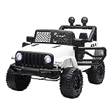 HOMCOM Elektroauto für Kinder, Hinterrad, 12 V, 5 km/h, max. mit Fernbedienung, Sound und Lichteffekt, Maße: 100 x 65 x 72 cm, Weiß