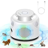 Ultraschall-Mäuseabwehr mit 3 Lautsprechern, 3 Arbeitsmodi, Indoor Mäuse Vertreiben Plug-in mit 9 Stroboskoplichtern, 360° & 200 m² Mäuseschreck Rattenabwehr Spinnenabwehr für Nagetiere