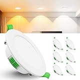 Laiebri 6er Led Einbaustrahler 230V Weiß - Extra Flach IP44 Deckenstrahler - Ø68-75mm Einbau Deckenspots 6W 600LM, 2700K/4000K/6500K Deckenlampe Deckenleuchte led für Badezimmer Wohnzimmer Küche