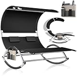 KESSER® Doppel-Sonnenliege Doppelliege mit Sonnendach, Kopfkissen Tasche für 2 Personen, Relaxliege, Gartenliege, Schaukelliege ergonomische Liegefläche, 240 kg Belastung, Seitentasche, Schwarz