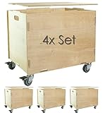 clipfritz - 4er Set Aufbewahrungsbox mit Rollen und Deckel MDF Holz (33x45,5x34,5cm + 6cm Räder-Höhe) Eiche effekt. Kisten/Boxen zur Aufbewahrung - Rollkiste Spielzeugkiste - Holzkiste als Rollbox