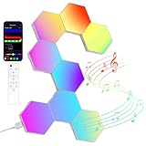 Kangtaixin Hexagon LED Gaming Wandleuchte – 8 Stück RGB LED Panels, Musik-Sync & App-Steuerung, Modulare Wandbeleuchtung für Gamer Zimmer, Wohnzimmer, Wanddeko und Zimmer Deko