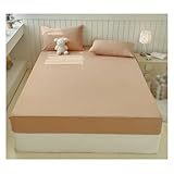 DataBaste Baumwoll-Spannbetttuch, tiefe Taschen, Queen-Size-Größe, 3-teilig, geeignet für alle Jahreszeiten (Braun, 200 x 220 cm)