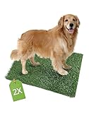 QWORK® 2 Stück Kunstrasen Hundeklo Welpentoilette PIPI Matten für Hunde, Hundetoilette Ersatzrasen 51x63 cm
