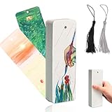 MisFun Aquarellpapier, 50 Stück Aquarell Papier & 50 Stück Quasten, Aquarellblock NaturweißEs Watercolor Paper, Lesezeichen Blanko 300g, für Wasserfarben, Malerei, DIY, Lesezeichen Basteln