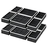 DIMJ 114 Zellen Unterwäsche-Organizer, 12 Stück, Stoff-Kleiderschrank-Organizer, Schrank-Organizer, Kommodenteiler für BHs, Socken, Krawatten (schwarz und weiß)