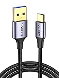 UGREEN USB C Ladekabel QC 3.0 USB C Kabel USB 3.0 5Gbps Nylon USB auf USB C Kabel kompatibel mit Galaxy S23 S22 S21 S10 A73 A72 A523 P30 Lite Redmi 10, Note 9 Pixel 7 iPhone 15 Pro(2m)