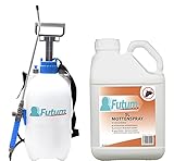 Futum 5L + 5L Sprüher Motten Spray, hochwirksames Motten-Mittel auf Wasserbasis, fleckenfrei, geruchsarm, ohne ätzende Eigenschaften und Treibgase, mit Schnell- und Langzeitwirkung