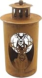FRANK FLECHTWAREN Laterne Hirsch, Metall, Rostfinish Maße: Ø 12 x 26 cm, ohne Kerze, Originell sowohl für das Eigenheim als auch EIN Geschenk, vielseitig einsetzbar
