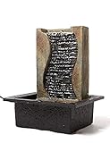 SEINHIJO Zimmerbrunnen Feng Shui Burnnen Garten Wasserfall Dekor Geschenk Modern Skulptur Arts Wohnzimmer Statue Polyresin Figuren LED Licht 27cm