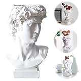 David Statue Blumenvase Statue Kopf Blumenvase David Kopf Büste Skulptur Griechische David Statue David Skulptur Dekor Kopf Dekorative Vase Stift Halter Schmuckhalter für Garten Büro Tisch Wohnkultur