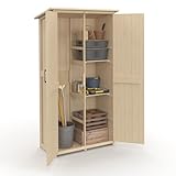 IDMarket - Gartenschrank aus Holz 90 x 50 x 160 cm mit Schrägdach Doppeltür und Regalen