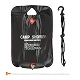 Relaxdays Solardusche Camping, schwarz Campingdusche 20 l, Aufhängen, faltbar, mit Handbrause, Mobile Außendusche, 1 Stück