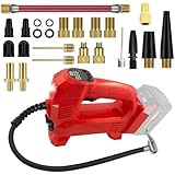 Akku Kompressor Kompatibel mit Milwaukee 20V M18 Akku, 65PSI Tragbarer Elektrischer Kompressor mit Ventiladapter Set, Autooff Funktion, Mit LCD Bildschirm und LED, Auto(ohne Akku und Ladegerät)