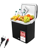 TZS First Austria - Kühlbox 32L elektrisch 12V 230V Anschluss für Auto & Steckdose - Thermoelektrische Cool Box kühlt & wärmt - Mini Kühlschrank mit Griff - Für Camping, Festivals, Reisen - Schwarz