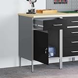 Arbeitstisch Werkstatt, Werktisch, Multifunktionale Werkbänke, Werkbank mit Schubladen Schwarz und Grau 50 x 55 x 85 cm, Arbeitsfläche Hobelbank für Werkstatt, Garage, Büro, Haus, Praktisch