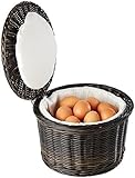 APS Eierkorb „PROFI LINE' - schwarz/brauner Warmhaltekorb für Eier, mit Edelstahldraht im Rand, für ca. 20 Eier, hält den Inhalt durch das Stofffutter lange warm, Ø 26cm, Höhe 17cm
