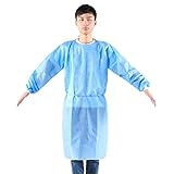 Einweg-Isolationskittel mit elastischen Strickbündchen, atmungsaktiv, Vlies-Überzug, Rückengröße für Behandlung, 10 Vliesschwämme