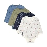 PIPPI Unisex Baby Body LS AO-printed (4-pack) Formender Body, Khaki, 104