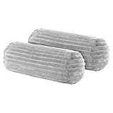BaSaTex 2er Pack Nackenrolle Kissenbezug 15x40 Cashmere Touch Rip Cord | Nackenrollenhülle Öko-Tex Zertifiziert | 100% Mikrofaser Plüsch | Farbe: Grau