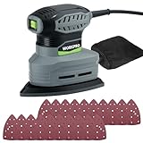 WORKPRO Deltaschleifer, 130W Dreieckschleifer mit Staubabsaugung, 13.000 U/min Multischleifer mit 20 Schleifpapieren 150mm*100mm, Schleifmaus, Eckenschleifer für Holz, Stahl und Polieren