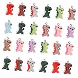 BEBEMOKO Dinosaurier-Anhänger aus Kunstharz, Abstandhalter, lose Perlen, Dinosaurier-Statue, Ohrring-Anhänger, Charms, Miniatur-Tierfiguren, DIY-Anhänger, Charms, DIY, kleiner Anhänger, 50 Stück,