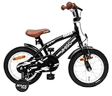 AMIGO BMX Fun - Kinderfahrrad für Jungen - 14 Zoll - mit Handbremse, Rücktritt, Lenkerpolster und Stützräder - ab 3-4 Jahre - Schwarz