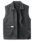 Yukirtiq Herren Ärmellose Jeans Weste Vintage Biker Motorradweste Jacke Casual Denim für Männer