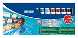 Stylex 28650 - Aquarellfarben im Set, 12 Tuben á 12 ml, auf Wasserbasis hergestellt, wasserverdünnbar, untereinander mischbar und lichtbeständig