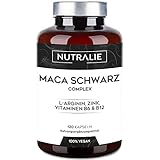 Maca Kapseln Hochdosiert - 24000 mg Schwarze Maca + L-Arginin + Zink + Vitaminen - 120 Laborgeprüfte Vegane Kapseln - Nutralie