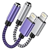 Haoano Lightning auf 3.5mm Kopfhöreranschluss Adapter,2 Pack iPhone auf Aux Adapter,A pple Kopfhörer Adapter,Kompatibel for iPhone14/12/11/XS/XR/X /8, i Pad Pro/Mini,Headset, Kopfhörer