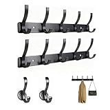 msymsyu Garderobenleiste Schwarz Hakenleiste Garderobe Set Mit 2 Schwarzem Bohrhaken Und 2 Einzelnen Garderobenhaken Ideal Für Flur Schlafzimmer Ankleidezimmer Praktisch Für Heimgebrauch