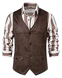 MakingDa Cowboy-Weste, Wildleder, V-Ausschnitt, lässig, klassisch, Vintage, Lederweste, Westernkostüm, coffee, L