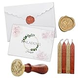 Meemion 10 Stück Hochzeitskarte Set Einladungskarten Hochzeit Mit 10 Umschlägen + 4 Siegelwachs + Siegelwachs Stempel Hochzeitseinladung Im Folio-Stil Hochzeitseinladungen Selber Basteln (DIN A6)