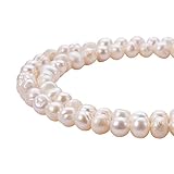 Pandahall 2 Stränge Grade Ein Süßwasser-Perle Perlen Strähnen für Schmuck Halskette Basteln, weiß, 6~7mm, Hole: 0.8mm