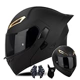 CNNGU Modularer Motorradhelm Mit Handschuhen Und Gesichtsschutz, Flip Up Helm Erwachsener Motorradhelm Mit Doppelvisier, ECE-geprüfter Helm Für Männer Und Frauen, Schwarz/Weiß, DOT, ECE