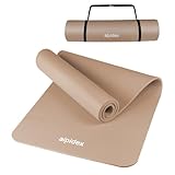 ALPIDEX Yogamatte 183 x 60 x 0.8 cm Phthalatfreie Fitness Matte E-Book Tragegurt rutschfest Gymnastik Turnen Pilates Sport Physio HIIT Yoga Trainingsmatte Isomatte Hautfreundlich, Cream