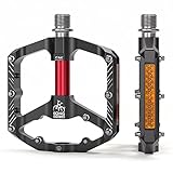KADACHA Fahrradpedale, StVZO-konforme Plattformpedale mit Reflektoren, Leichtgewichtige Anti-Rutsch MTB Pedale, CNC Aluminium für Mountainbike, Rennrad, Trekkingrad (Schwarz)