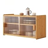 Wandschrank aus Bambus mit abnehmbaren Regalen und Schiebetür für Bad und Küche Aufbewahrung