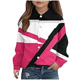 SMUXP Clearance of Sale Kleinkind Baby Jungen Mädchen Colorblock Langarm Kragen Knopfleiste Hemd Frühling Casual Bluse Tops 6 Monate - 8 Jahre 2025 Happy New Year, hot pink, 80