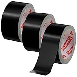 Fyguard 3 Rolle Panzertape, 48mm x 18m Panzerband Schwarz Wasserdichtes Reparaturband Gewebeband 210μ Stark Handreißbar zum Innen & Außen Reparieren Befestigen Bündeln