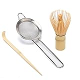 DiDiBirDi Matcha-Schneebesen-Set, Matcha-Schneebesen (Chasen), traditionelle Schaufel (Chashaku), Edelstahlsieb, japanisches Tee-Werkzeug für Zeremonie