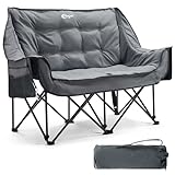 Portal Campingstuhl faltbar 2 Personen Doppel Klappstuhl Camping Faltsofa 272kg belastbar Super Weich Campingsofa mit Lagerungstasche Dick Gepolstert Hohe Rückenlehne für Outdoor Garten Balkon