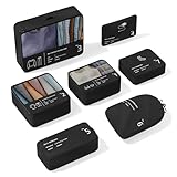 Koffer Organizer, Yomisee Packing Cubes 7 Teilige Koffer Organizer Set Packwürfel Set Reise Kleidertaschen Travel Organizer Packtaschen für Koffer (Schwarz)
