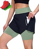 Sportneer Radlerhose Damen Gepolstert mit Tasche MTB Radlerhose Damen Gepolsterte Radhose Damen Radlerhose Mountainbike Radsport Sport Radfahren Outdoor