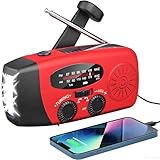 Notfall-Solarradio,Solarbaby Selbstbetriebenes Kurbelradio mit LED-Taschenlampe, SOS-Alarm,AM/FM Wetter Wind Up Radio mit 2000mAh Akku für Notladung von Smartphone,(Rod)