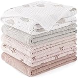 Susurration Mulltücher Baby Spucktücher,5er-Pack 100% Baumwolle Spucktücher Baby für Jungen und Mädchen, Weich, Atmungsaktiv und Extrem Saugfähig Musselin 60x60cm (Pink Pentagram)