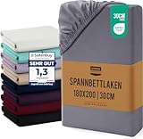 Utopia Bedding - Spannbettlaken 180x200cm Bis 30 cm - Grau - Oeko-Tex Zertifiziertes - Gebürstete Mikrofaser Spannbetttuch